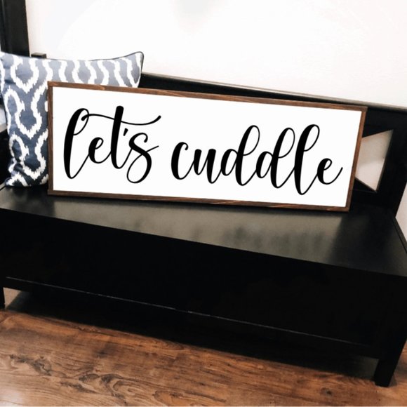 Let's Cuddle - Wood Framed Home Decor Sign - Picture 1 of 6